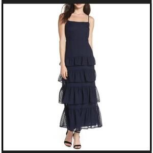 J.Crew Sleeveless Ruffled Tiered Silk Dress Blue Womens Size 10